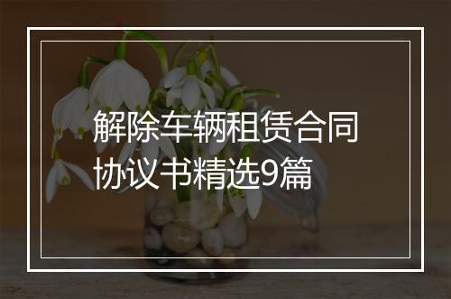 解除车辆租赁合同协议书精选9篇