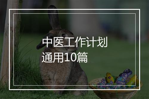中医工作计划通用10篇