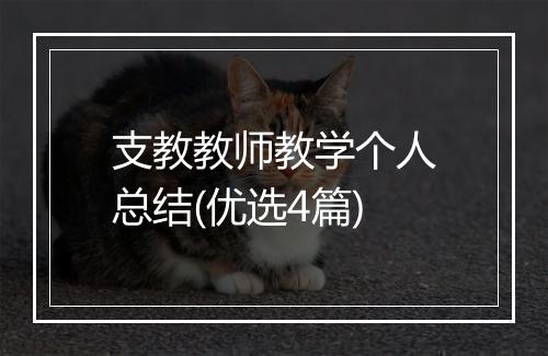 支教教师教学个人总结(优选4篇)