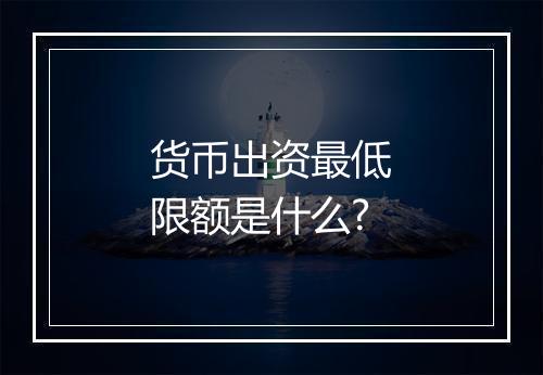 货币出资最低限额是什么?