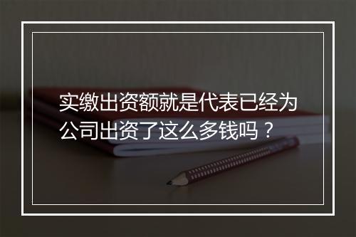 实缴出资额就是代表已经为公司出资了这么多钱吗？