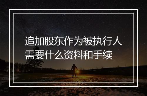 追加股东作为被执行人需要什么资料和手续