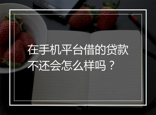 在手机平台借的贷款不还会怎么样吗？