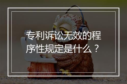 专利诉讼无效的程序性规定是什么？