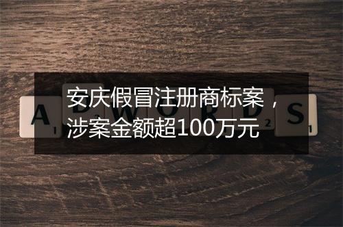 安庆假冒注册商标案，涉案金额超100万元
