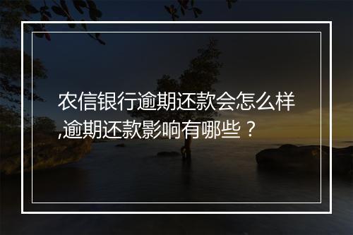 农信银行逾期还款会怎么样,逾期还款影响有哪些？