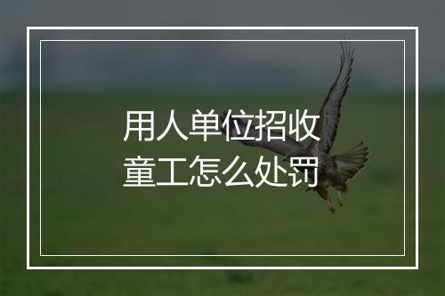 用人单位招收童工怎么处罚