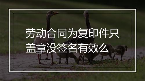 劳动合同为复印件只盖章没签名有效么