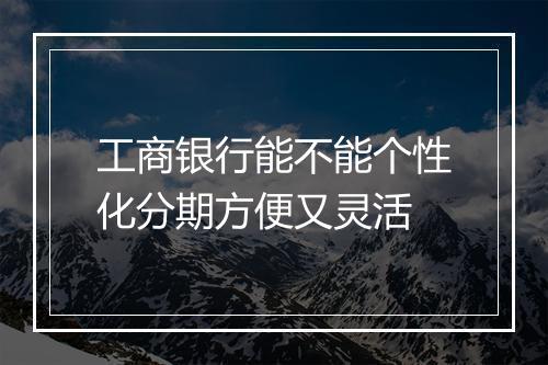 工商银行能不能个性化分期方便又灵活