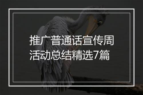 推广普通话宣传周活动总结精选7篇