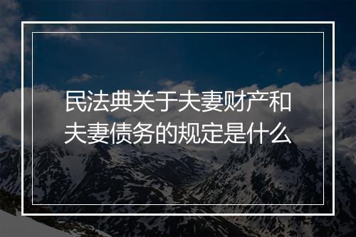 民法典关于夫妻财产和夫妻债务的规定是什么