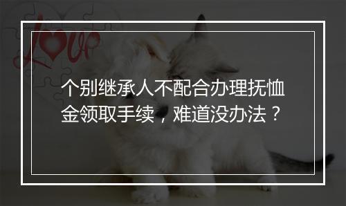 个别继承人不配合办理抚恤金领取手续，难道没办法？