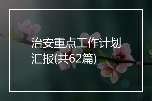 治安重点工作计划汇报(共62篇)