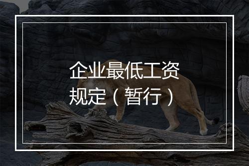 企业最低工资规定（暂行）