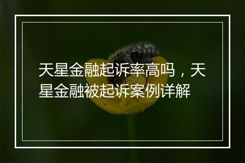 天星金融起诉率高吗，天星金融被起诉案例详解
