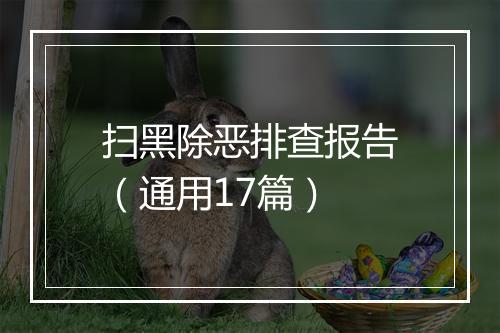 扫黑除恶排查报告（通用17篇）