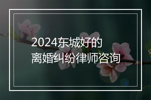 2024东城好的离婚纠纷律师咨询