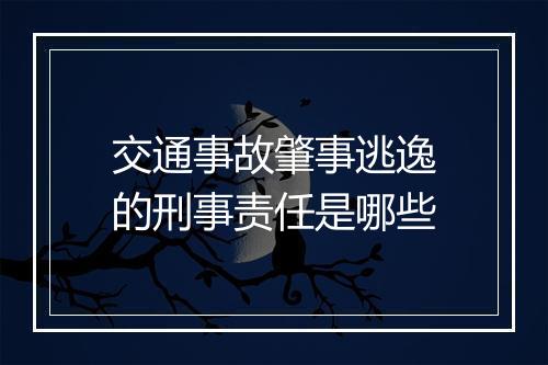 交通事故肇事逃逸的刑事责任是哪些