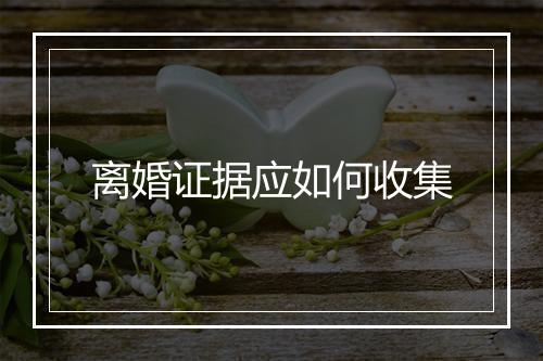 离婚证据应如何收集