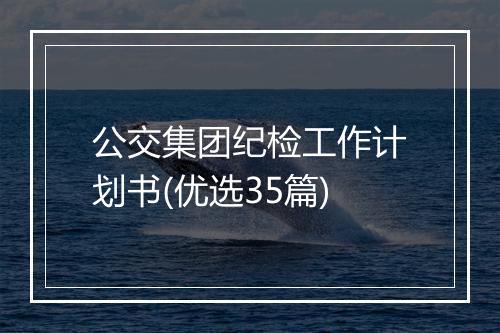 公交集团纪检工作计划书(优选35篇)