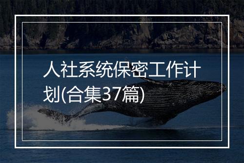 人社系统保密工作计划(合集37篇)