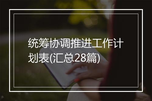 统筹协调推进工作计划表(汇总28篇)