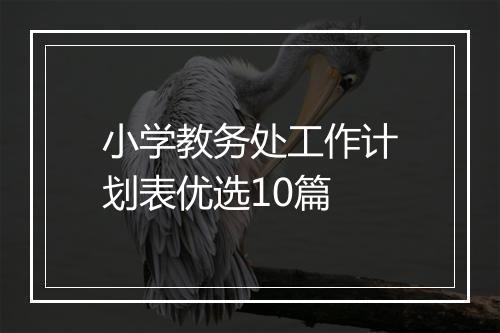 小学教务处工作计划表优选10篇