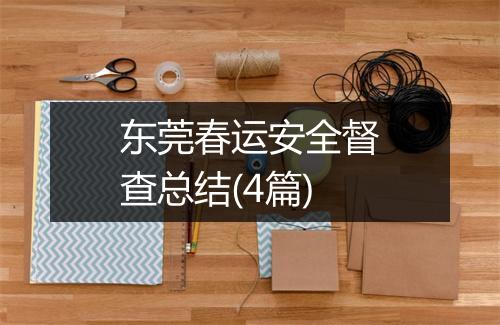 东莞春运安全督查总结(4篇)