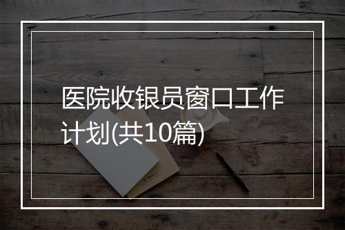 医院收银员窗口工作计划(共10篇)