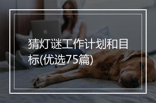 猜灯谜工作计划和目标(优选75篇)