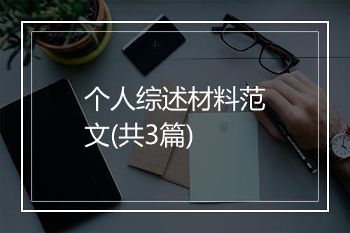 个人综述材料范文(共3篇)
