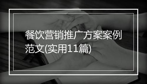 餐饮营销推广方案案例范文(实用11篇)