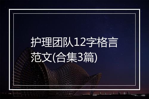 护理团队12字格言范文(合集3篇)