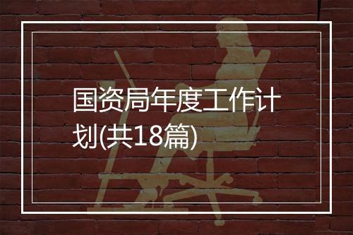 国资局年度工作计划(共18篇)