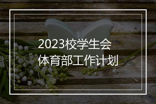 2023校学生会体育部工作计划
