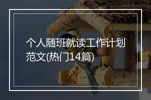 个人随班就读工作计划范文(热门14篇)