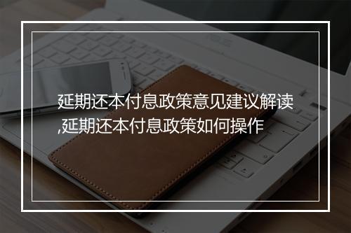 延期还本付息政策意见建议解读,延期还本付息政策如何操作