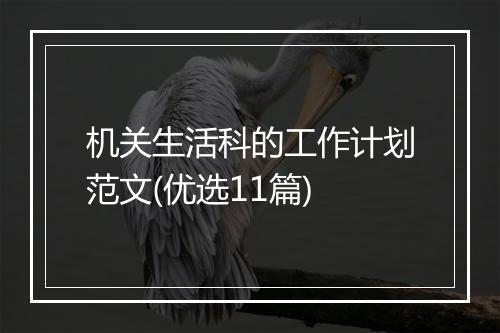 机关生活科的工作计划范文(优选11篇)