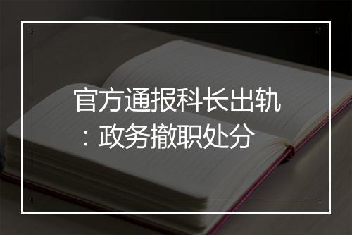 官方通报科长出轨：政务撤职处分