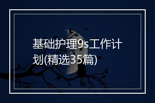 基础护理9s工作计划(精选35篇)