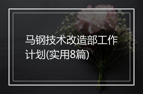 马钢技术改造部工作计划(实用8篇)