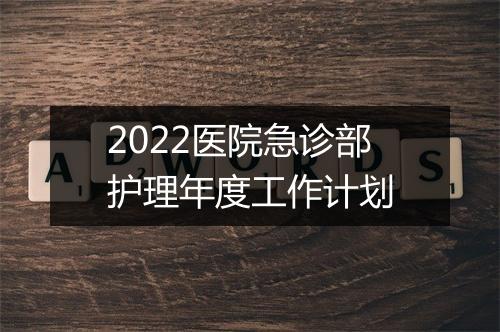 2022医院急诊部护理年度工作计划