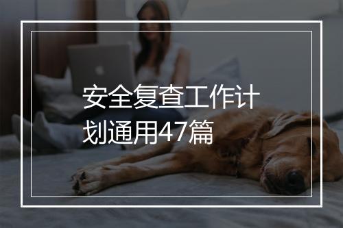 安全复查工作计划通用47篇