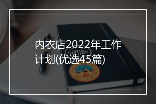 内衣店2022年工作计划(优选45篇)