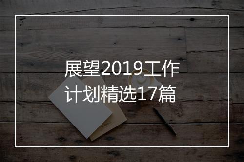 展望2019工作计划精选17篇