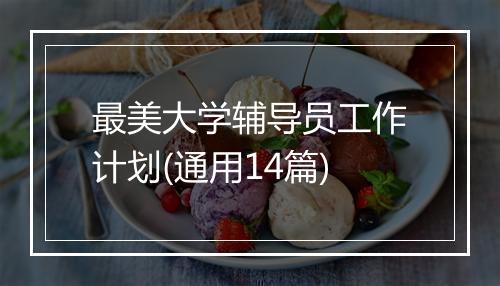 最美大学辅导员工作计划(通用14篇)