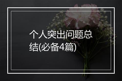 个人突出问题总结(必备4篇)