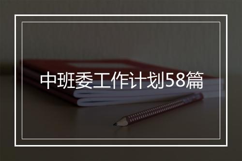 中班委工作计划58篇