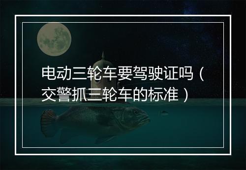 电动三轮车要驾驶证吗（交警抓三轮车的标准）