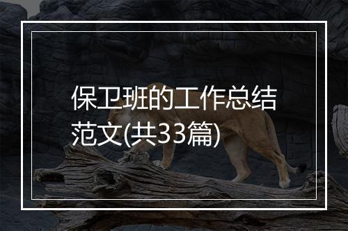 保卫班的工作总结范文(共33篇)